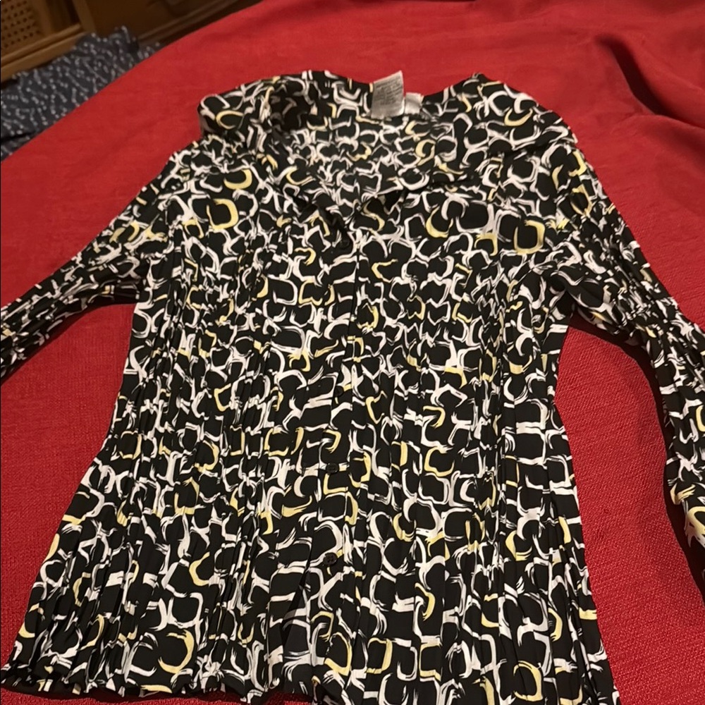 Fred David Black And White Patterned Top - image 1